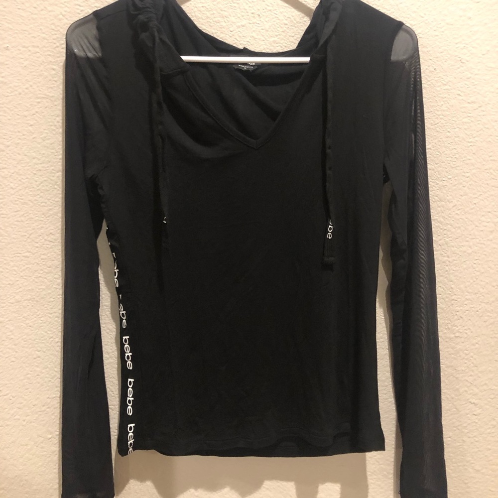 Bebe hoodie with sheer sleeves